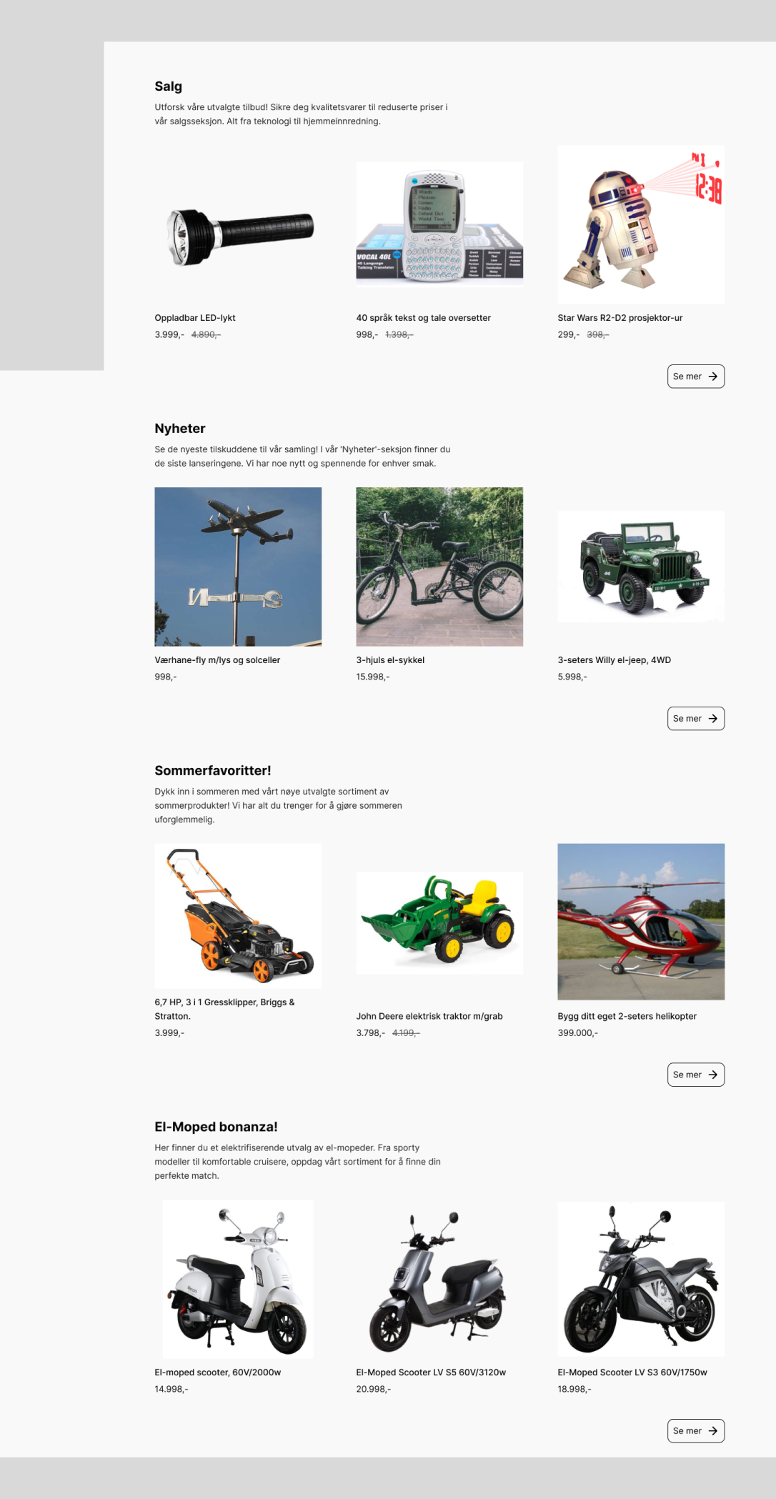 High-fidelity prototype showing a redesigned product display
